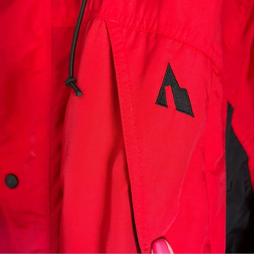 Serac Men’s Red and Black Winter Jacket Pockets Logo Zip & Snap Front